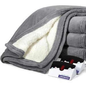 imageElectric Heated Throw Blanket Queen Size 84quotX90quot Heating Bed Blankets with 10 Heating Levels 10h Auto Off 2 Temperature Controllers Soft Flannel Warm Electric Blanket with OverHeated Protection