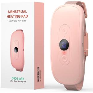 imageHeating Pad for Period Cramps Fast Heating with 6 Heat Levels and 6 Massage Modes Portable Menstrual Heating Pad Belly Period Massager for Women and Girls PinkLight Pink5000mah