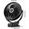 imageKoonie 10000mAh Clip on Fan Rechargeable 8Inch Battery Operated Desk Fan USB Fan 4 Speeds Strong Airflow Sturdy Clamp for Golf Cart Office Desk Outdoor Travel Camping Tent Gym TreadmillBlackGloss Black with LED