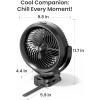 imageKoonie 10000mAh Clip on Fan Rechargeable 8Inch Battery Operated Desk Fan USB Fan 4 Speeds Strong Airflow Sturdy Clamp for Golf Cart Office Desk Outdoor Travel Camping Tent Gym TreadmillBlackGloss Black with Mist