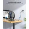 imageKoonie 10000mAh Clip on Fan Rechargeable 8Inch Battery Operated Desk Fan USB Fan 4 Speeds Strong Airflow Sturdy Clamp for Golf Cart Office Desk Outdoor Travel Camping Tent Gym TreadmillBlackBlue