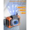 imageKoonie 10000mAh Waist Clip Fan with Solar Panel 30H Working Time Personal LED Light Battery Powered Belt Fan Strong Airflow 3 Speeds Body for Outdoor Working Camping HikingOrange10000mAh