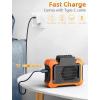 imageKoonie 10000mAh Waist Clip Fan with Solar Panel 30H Working Time Personal LED Light Battery Powered Belt Fan Strong Airflow 3 Speeds Body for Outdoor Working Camping HikingOrange10000mAh
