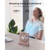 imageKoonie Portable Desk Fan 3520hrs Battery Operated Small USB Fan with Ultra Quiet 220 Tilt Folding Rechargeable Personal Fan with 3 Speeds Strong Wind for Home Office Desktop WhitePink