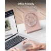 imageKoonie Portable Desk Fan 3520hrs Battery Operated Small USB Fan with Ultra Quiet 220 Tilt Folding Rechargeable Personal Fan with 3 Speeds Strong Wind for Home Office Desktop WhitePink