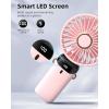 imageKoonie Portable Handheld Fan Battery Operated Fan with Base 8 Hours Digital Display 5 Speeds 90 Ajustable Rechargeable Mini Fan for Outdoor Indoor PinkPink