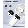 imageKoonie Portable Handheld Fan Battery Operated Fan with Base 8 Hours Digital Display 5 Speeds 90 Ajustable Rechargeable Mini Fan for Outdoor Indoor PinkWhite