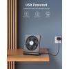 imageKoonie USB Fan Strong Wind Ultra Quiet Small Desk Fan 220 Tilt Folding 3 Speeds Adjustable USBC Powered Personal Fan for Home Office Desktop Pink NO BATTERYBlack