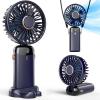 imageKoonie Portable Handheld Fan Battery Operated Fan with Base 8 Hours Digital Display 5 Speeds 90 Ajustable Rechargeable Mini Fan for Outdoor Indoor PinkDeep Blue