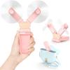 imageKoonie Portable Mini Handheld Personal Fan Powerful 3 Speeds Small Desk Fan with LED Light Cute Design Eyelash Makeup Battery USB Rechargeable for Stylish Women Girls Kids Indoor Outdoor PinkPink2