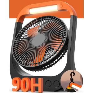 image8 Portable Rechargeable Fan Battery Operated Camping Fan with 27H Work Hours Remote Auto Oscillation Timer Hook for RV Tent Hurricane Emergency OrangeBlackOrange