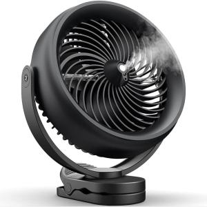 imageKoonie 10000mAh Battery Operated Misting Fan with Clip 8Inch Mist Fan for Desk Detachable Battery 3 Speeds 2 Mist Modes with 200ml Tank 48 Hours Working Time for Home Stroller Office and OutdoorBlack