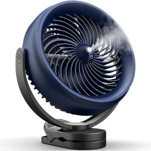 imageKoonie 10000mAh Battery Operated Misting Fan with Clip 8Inch Mist Fan for Desk Detachable Battery 3 Speeds 2 Mist Modes with 200ml Tank 48 Hours Working Time for Home Stroller Office and OutdoorBlue