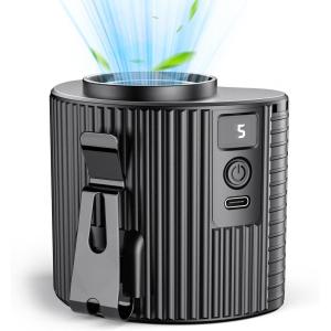 imageKoonie 10000mAh Waist Clip Fan with Solar Panel 30H Working Time Personal LED Light Battery Powered Belt Fan Strong Airflow 3 Speeds Body for Outdoor Working Camping Hiking4000mAh