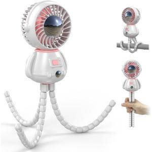 imageKoonie Astronaut Portable Stroller Fan BabySafe Clipon with Detachable Flexible Tripod Rechargeable BatteryOperated 3Speeds 270 Rotation  Ideal for Car Seats Cribs Treadmills TravelAstronautwhite