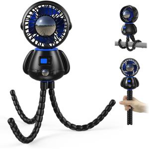 imageKoonie Astronaut Portable Stroller Fan BabySafe Clipon with Detachable Flexible Tripod Rechargeable BatteryOperated 3Speeds 270 Rotation  Ideal for Car Seats Cribs Treadmills TravelAstronautblack
