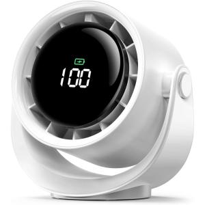 imageKoonie Portable Desk Fan 3520hrs Battery Operated Small USB Fan with Ultra Quiet 220 Tilt Folding Rechargeable Personal Fan with 3 Speeds Strong Wind for Home Office Desktop WhiteWhite