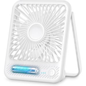 imageKoonie Portable Desk Fan 3520hrs Battery Operated Small USB Fan with Ultra Quiet 220 Tilt Folding Rechargeable Personal Fan with 3 Speeds Strong Wind for Home Office Desktop WhiteMini White