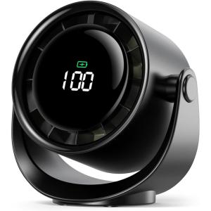 imageKoonie Portable Desk Fan 3520hrs Battery Operated Small USB Fan with Ultra Quiet 220 Tilt Folding Rechargeable Personal Fan with 3 Speeds Strong Wind for Home Office Desktop WhiteBlack