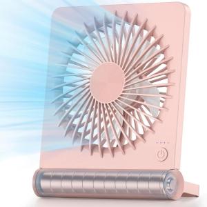 imageKoonie Portable Desk Fan 3520hrs Battery Operated Small USB Fan with Ultra Quiet 220 Tilt Folding Rechargeable Personal Fan with 3 Speeds Strong Wind for Home Office Desktop WhitePink