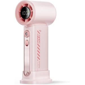 imageKoonie Portable Handheld Fan Battery Operated Fan with Base 8 Hours Digital Display 5 Speeds 90 Ajustable Rechargeable Mini Fan for Outdoor Indoor PinkPink