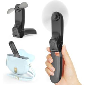 imageKoonie Portable Handheld Fan Foldable Mini Hand Held Fan Small Pocket Fan Battery Operated Fan with 8 Working Hours for Women Outdoor Pinkblack