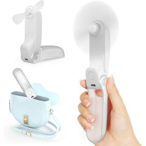 imageKoonie Portable Handheld Fan Foldable Mini Hand Held Fan Small Pocket Fan Battery Operated Fan with 8 Working Hours for Women Outdoor Pinkwhite