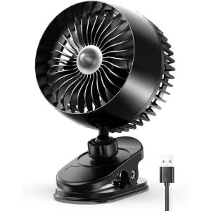 imageKoonie USB Clip on Fan Strong Wind Ultra Quiet Small Desk Fan with Strong Clamp More Than 360 Adjustable 3 Speeds USBC Corded Powered Mini Personal Fan for Home Office Desktop BlackBlack
