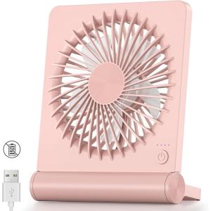 imageKoonie USB Fan Strong Wind Ultra Quiet Small Desk Fan 220 Tilt Folding 3 Speeds Adjustable USBC Powered Personal Fan for Home Office Desktop Pink NO BATTERYPink