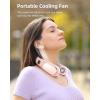 imageKoonie Neck Fan Rechargeable Personal Portable Fan Battery Operated Hands Free Wearable USB Neck Cooling Fan for Indoor Outdoor Width Adjustable Digital Display 412h Working TimePink